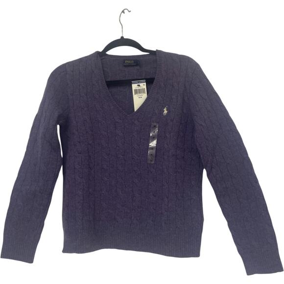 Polo Ralph Lauren Women's Wool V-Neck Sweater Juneberry Purple Sz M NWT - Picture 1 of 14